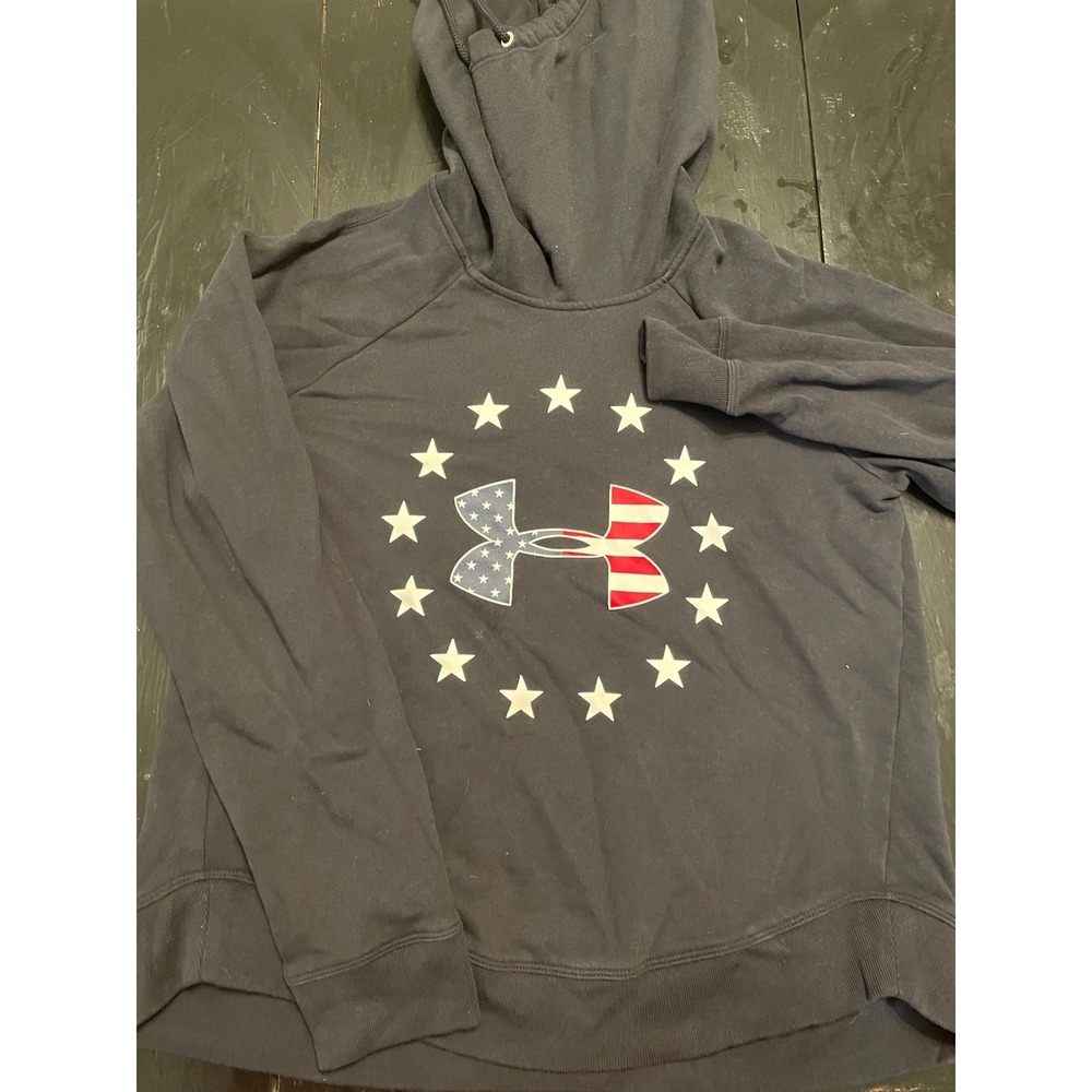 Under Armour Hoodie Athletic Logo Stars Stripes USA Patriotic Pullover Men's S